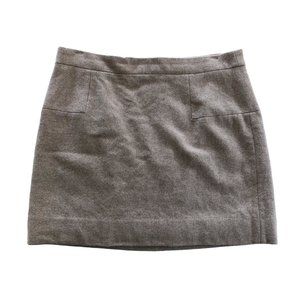 J Crew Beige Wool High Waisted Preppy Mini Skirt with Lining / Tan Brown Creme